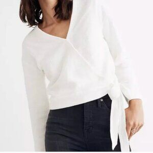 Madewell White Faux Wrap Top